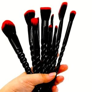 Black and Red Makeup Brush Set